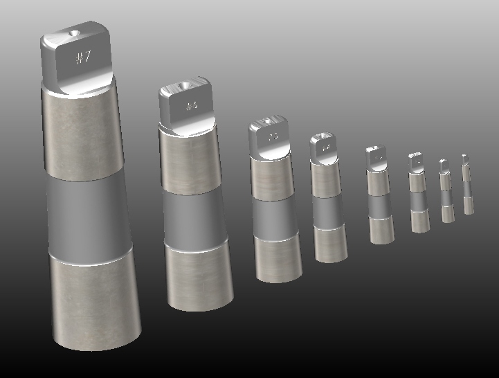 从#0到#7的莫氏锥度集合